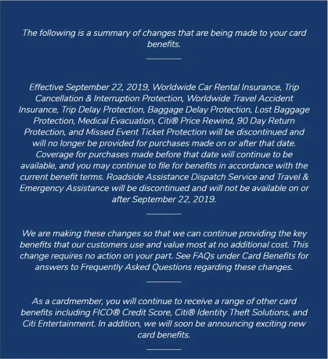 citibank travel card changes